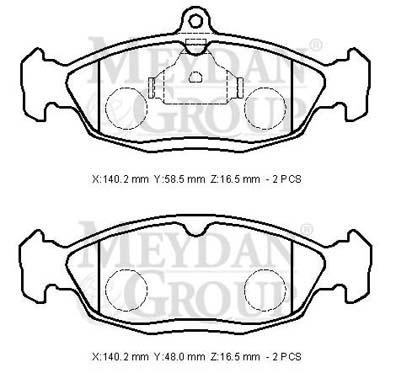 DAEWOO LANOS- SD/HB- 97/00; ÖN FREN BALATASI (KABLOSUZ)(DİSK(140,2X58,5X16,5/14;0,2X48X16,5)(BRAMAX)