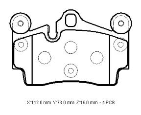 VOLKSWAGEN TOUAREG- 10/13; ARKA FREN BALATASI 3,6/4,2/5,0/6,0(KABLOSUZ)(DİSK)(112x73x16) (BRAMAX)