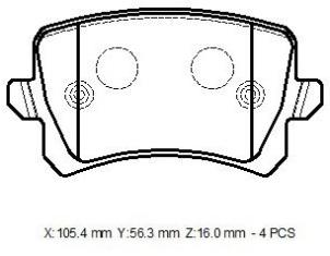 VOLKSWAGEN TIGUAN- 08/11; ARKA FREN BALATASI (DISK)(105,5X56,4X17)(BRAMAX)