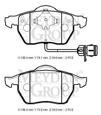 VOLKSWAGEN PASSAT- B5- 97/00; ÖN FREN BALATASI 1,6/1,8/2,0/2,5(2KABLOLU)(DISK(156,4X73,8X19,6)BRAMAX