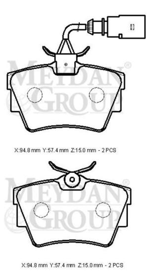 VOLKSWAGEN TRANSPORTER- T4- 96/01; ARKA FREN BALATASI (2 KABLOLU)(DİSK)(94,8X57,4X15)(BRAMAX)