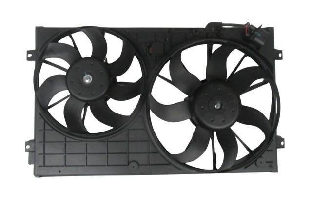 VOLKSWAGEN CADDY- 11/15; RADYATÖR VE KLİMA FAN DAVLUMBAZI  KOMPLE ÇİFTLİ (7+7 KANAT) (MOTORLU)(ORİS)