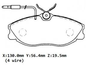 PEUGEOT 306- SD/HB- 97/00; ÖN FREN BALATASI (4 KABLOLU) (DISK)(130X56,4X19,5)(BRAMAX)