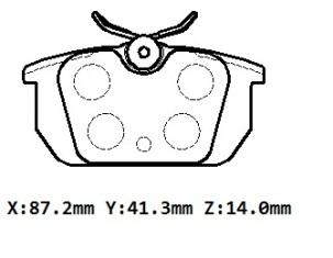 FIAT UNO- 93/01; ARKA FREN BALATASI 1,1/1.4/1,4IE (KABLOSUZ)(DISK) (87.2X44.5X14) (BRAMAX)