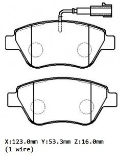 FIAT LINEA CLASSIC- 06/15; ÖN FREN BALATASI 1,3/1,4 (1 KABLOLU) (DISK) (123X53,3X16) (BRAMAX)