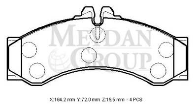 MERCEDES SPRINTER- 00/07; ARKA FREN BALATASI (KABLOSUZ)(DISK)(164,2X72X19,5) (BRAMAX)