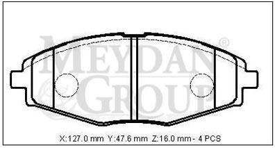 CHEVROLET SPARK- 06/09; ÖN FREN BALATASI (DISK) (127X47,6X16) (DAIWA)